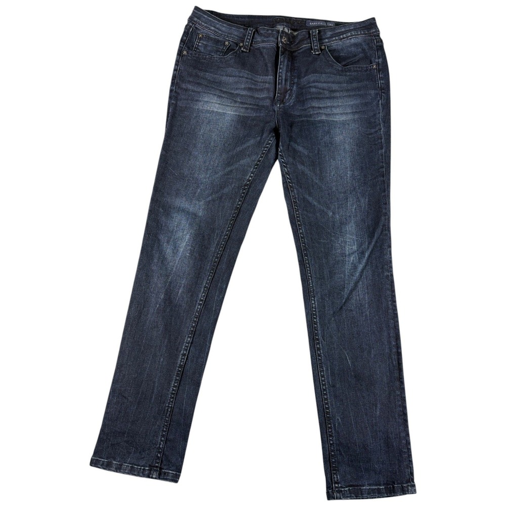 Grace in LA Jeans Womens 32 Dark Blue Straight Leg Midrise Faded Easy Fit BoHo